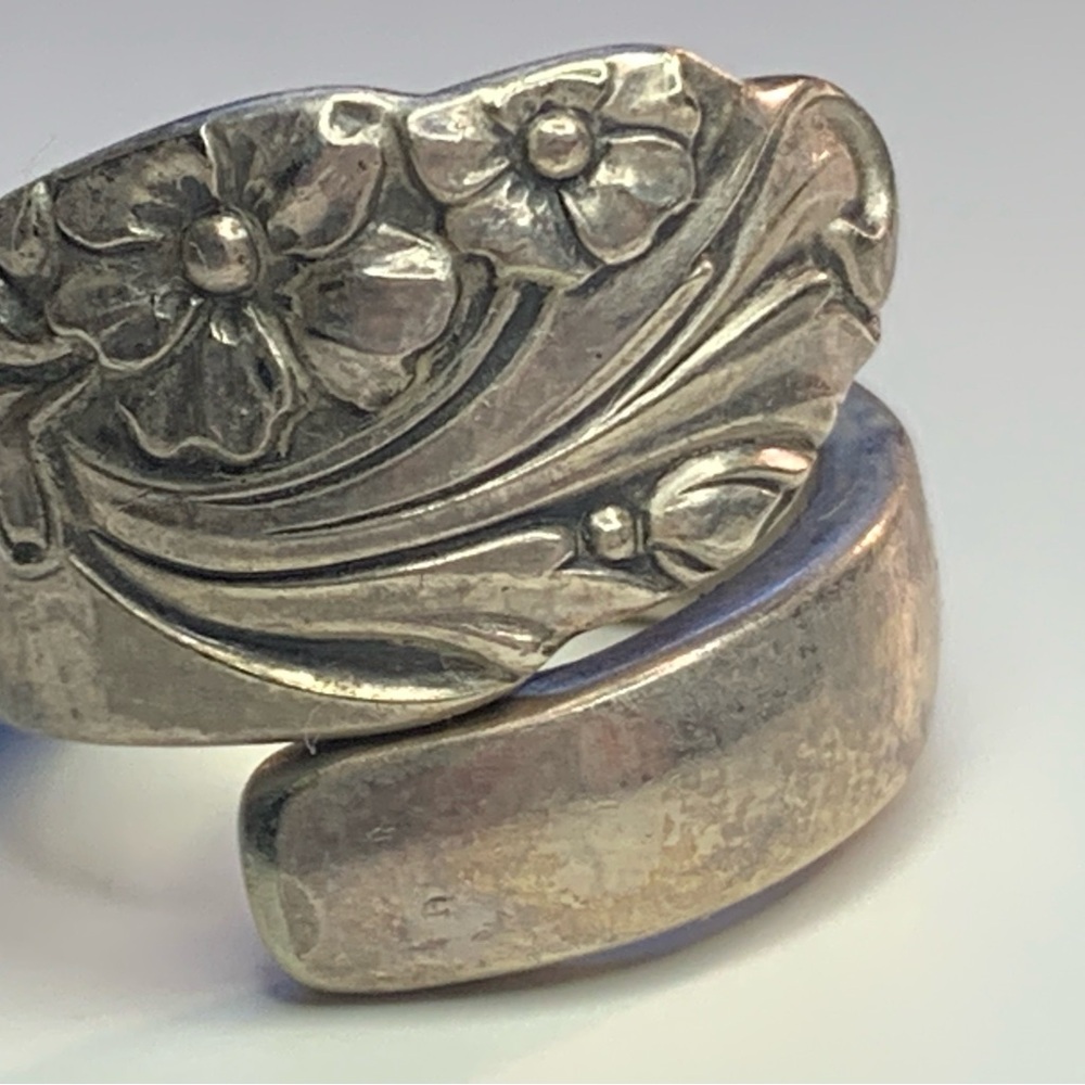 Silver Floral Spoon Ring - Women's Adjustable Silver Ring